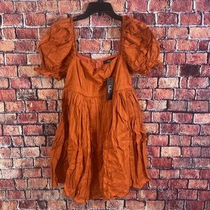 Lulus A Day in Paris Square Neck Puff Sleeve Babydoll Dress